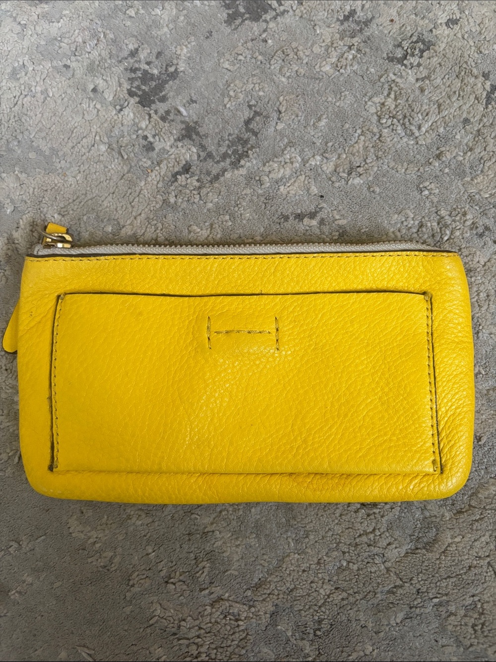 GAP Bright Yellow Leather Zip Wallet